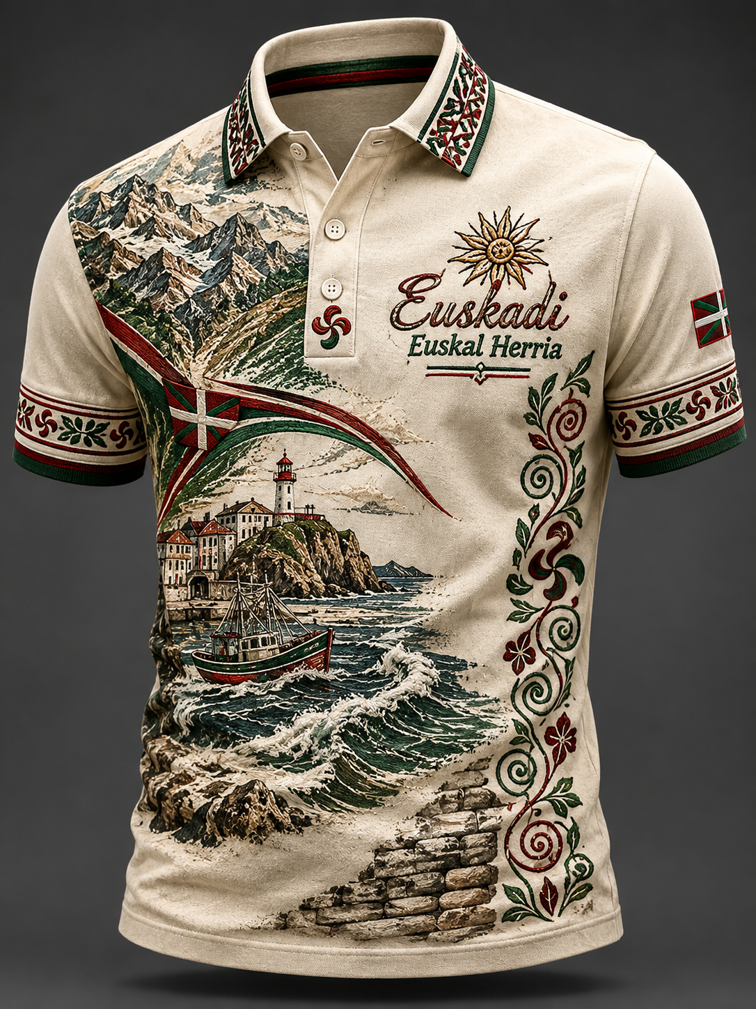 Camisa vasca de manga corta para hombre