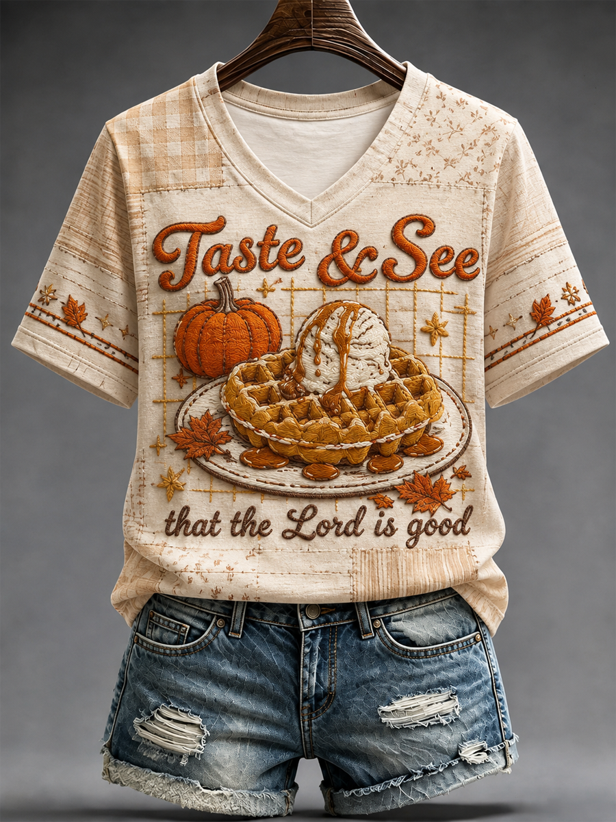 Camiseta de manga corta Taste And See That The Lord Is Good para mujer