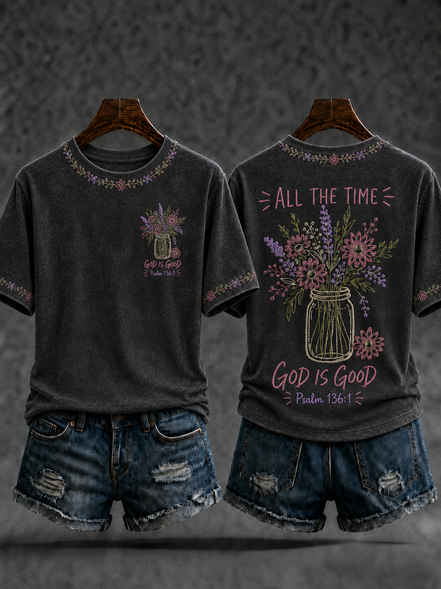 God Is Good All The Time camiseta de manga corta para mujer