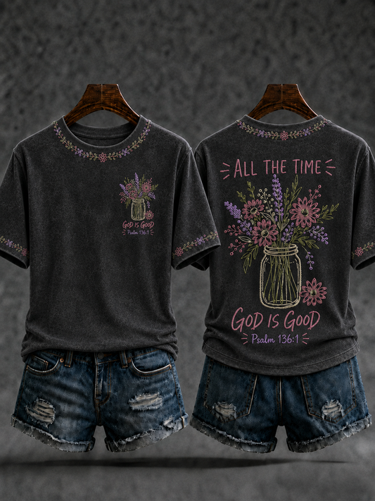God Is Good All The Time camiseta de manga corta para mujer