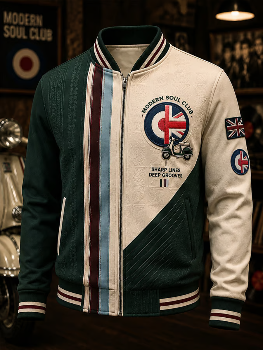 Chaqueta estampada para hombre, cultura mods y amantes de la música británica