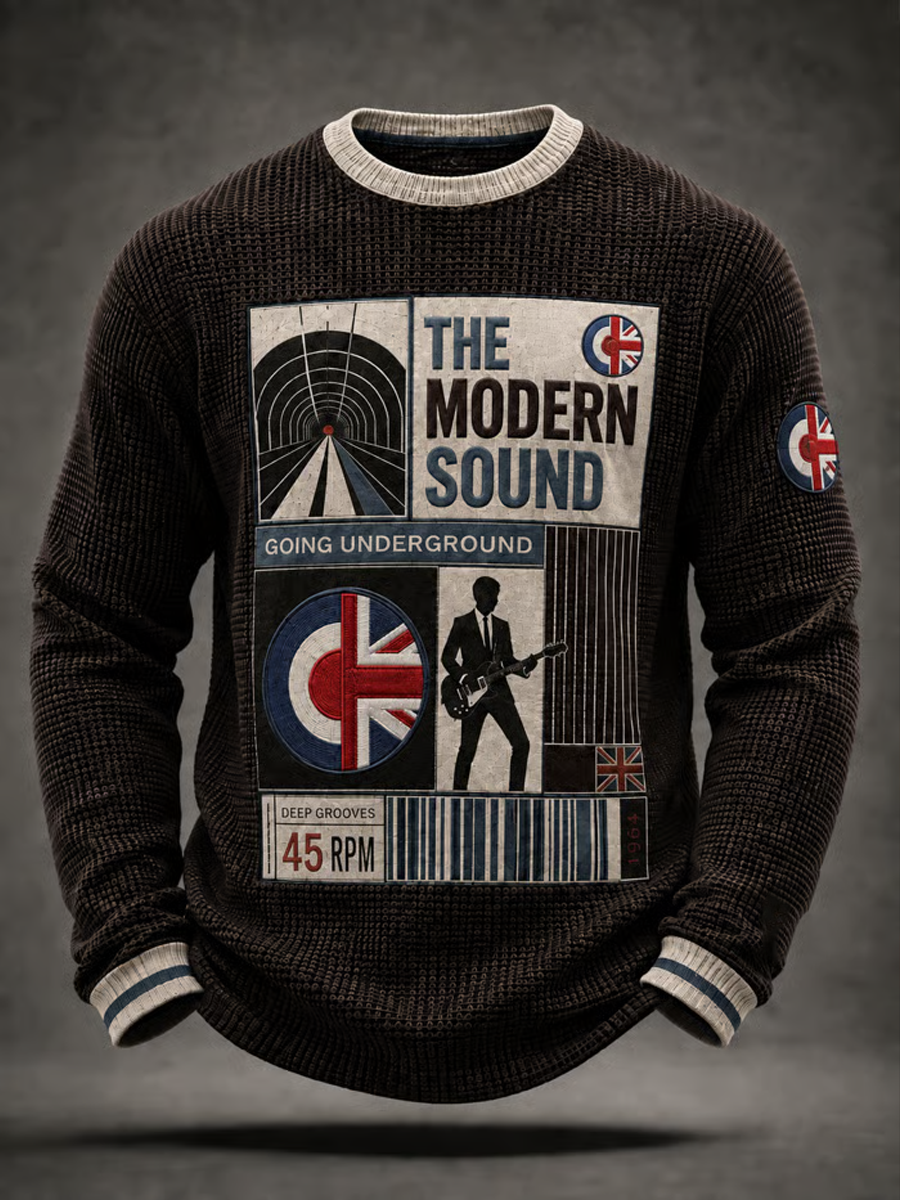 Hombres UK Music Lover Mods Cultura Impreso Waffle Sudadera