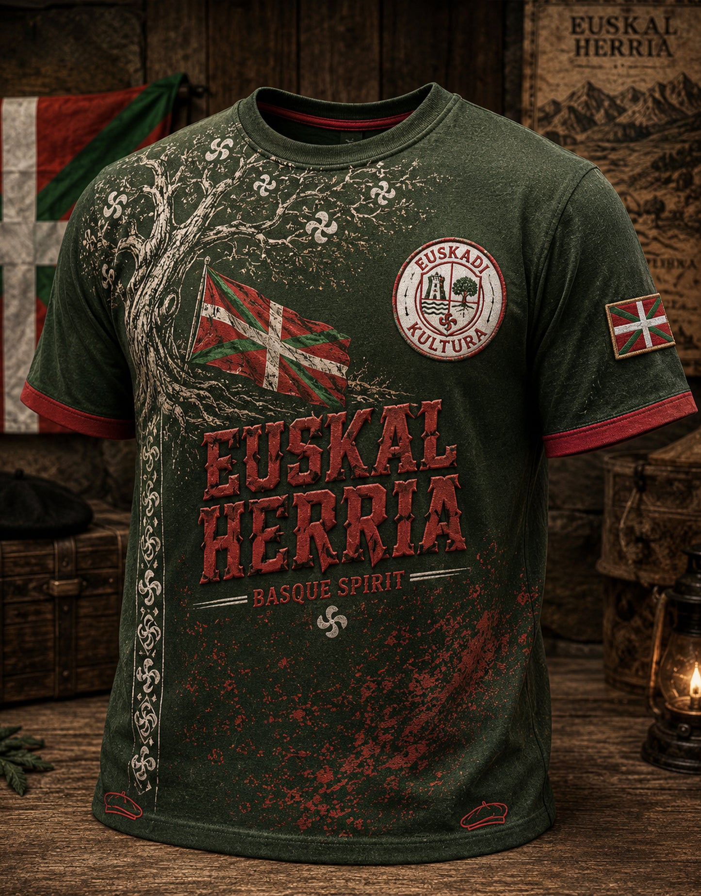 Camiseta de manga corta vasca española para hombre