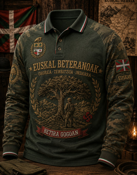 Polo de manga larga vasco español para hombre