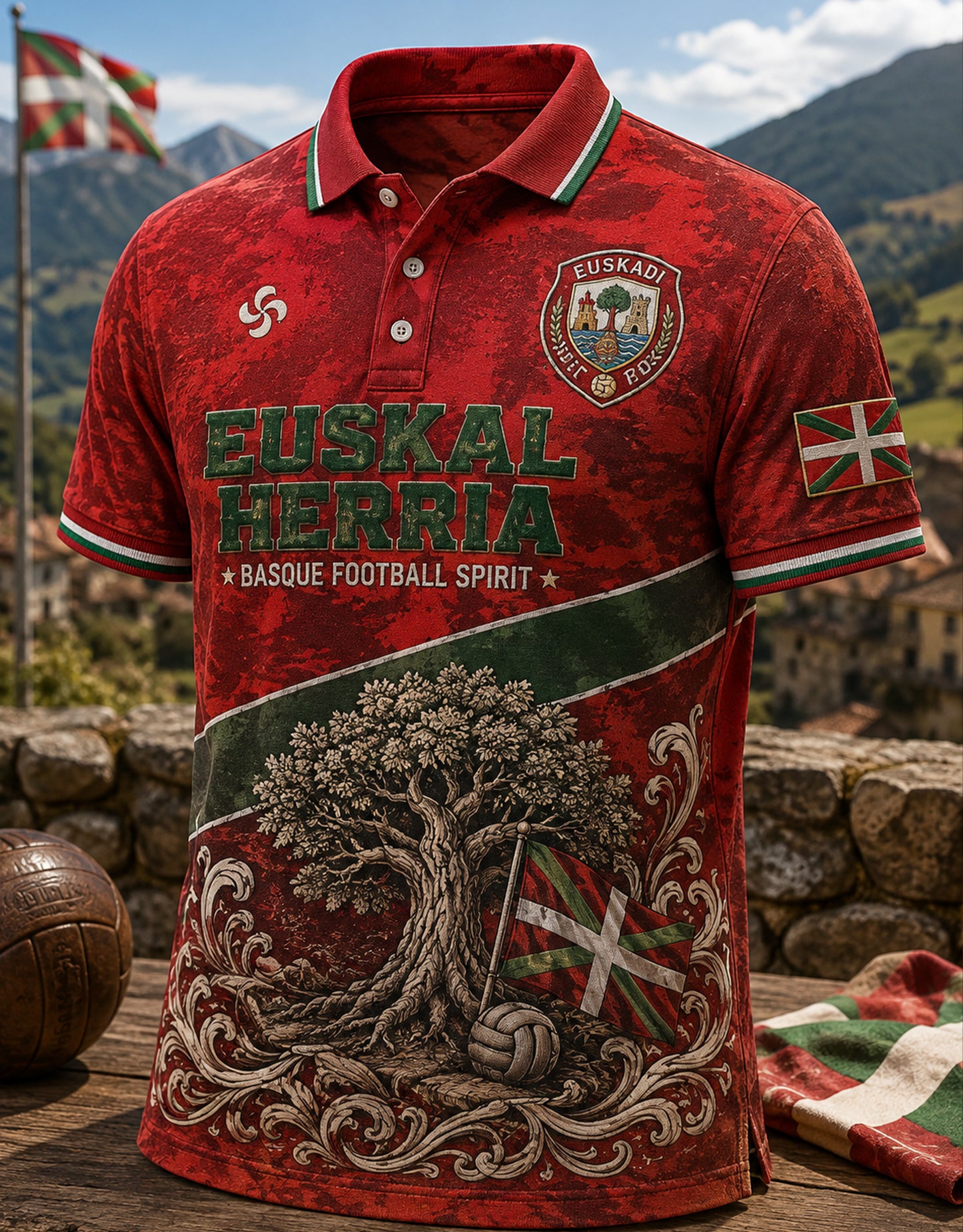 Polo de manga corta vasco español para hombre