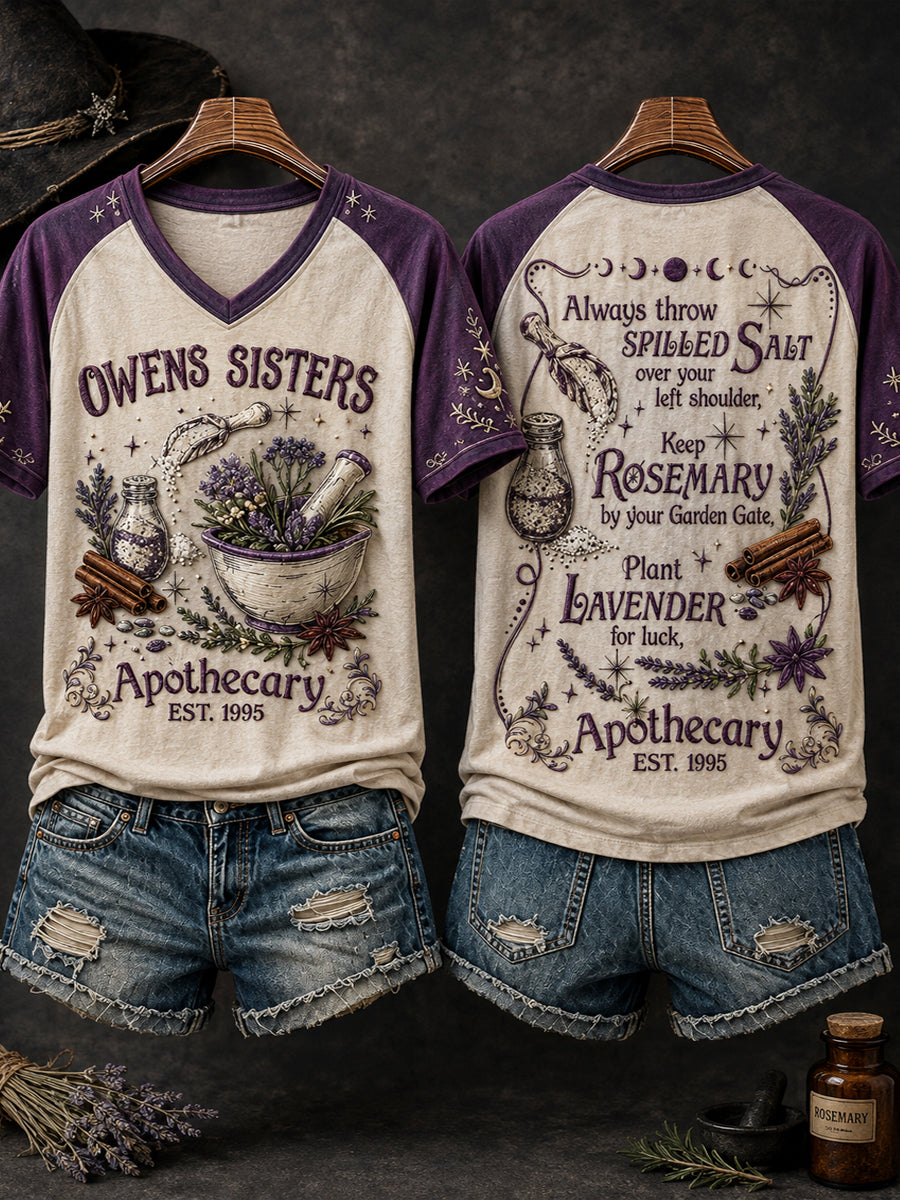 Camiseta estampada con diseño artístico de amor, salvia, romero y brujas para Halloween, para mujer