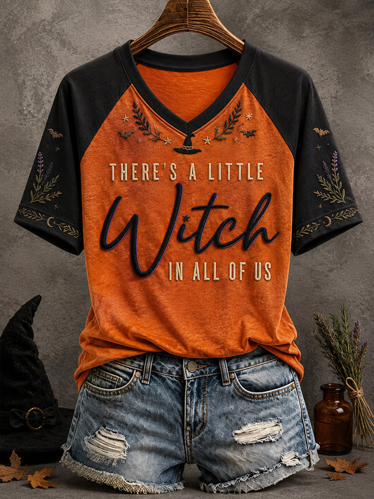 Camiseta estampada con diseño artístico de Halloween para mujer: «Hay un poco de bruja en todas nosotras»