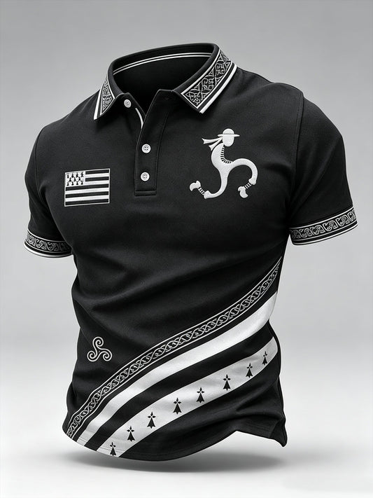 Camisa estampada de fest‑noz bretón para hombre
