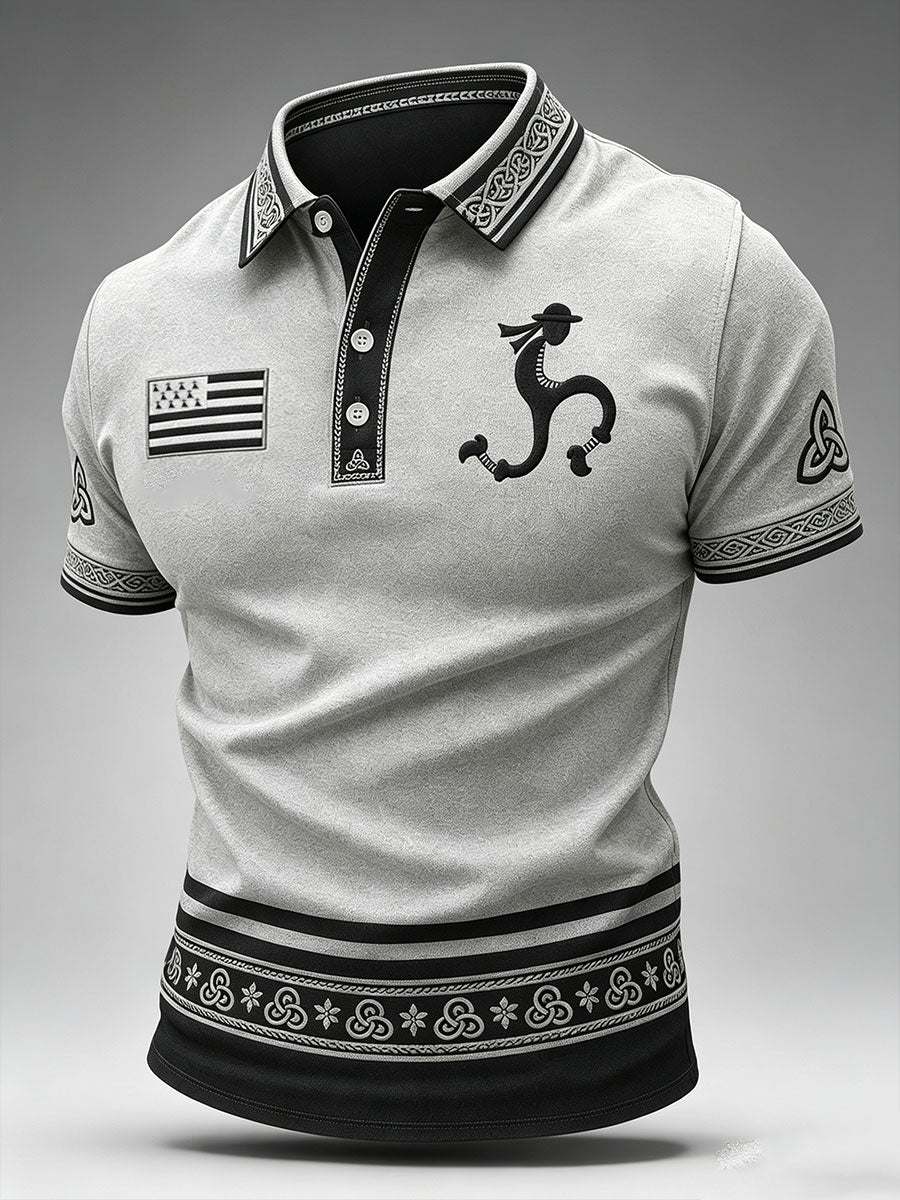Camisa estampada de fest‑noz bretón para hombre