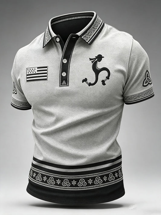 Camisa estampada de fest‑noz bretón para hombre