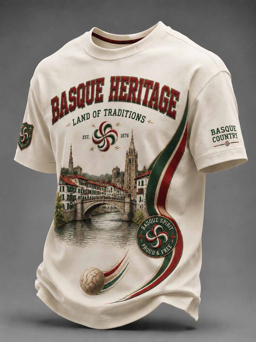 Polo de hombre con estampado tradicional vasco