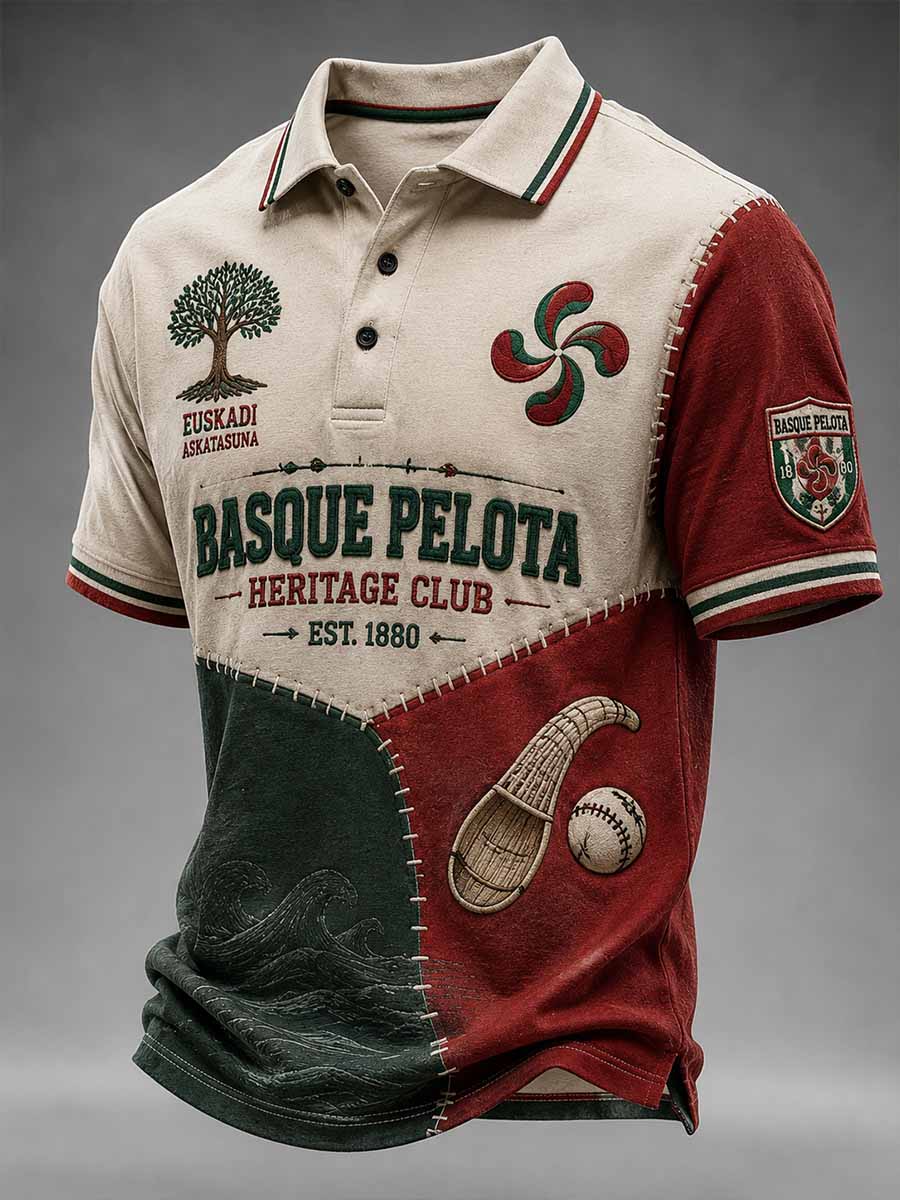 Polo tradicional vasco para hombre con estampado de squash