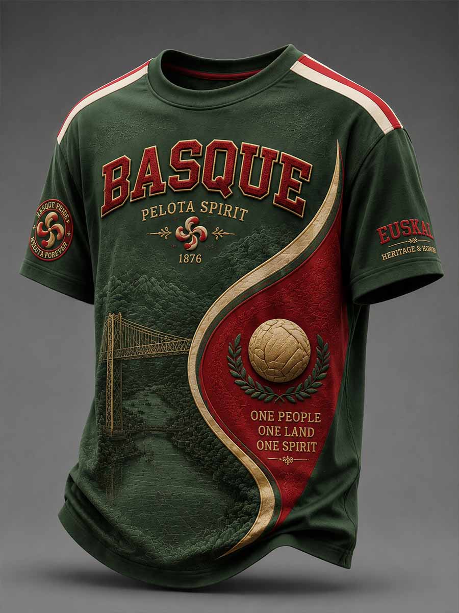 Camiseta con estampado de calabaza vasca tradicional para hombre
