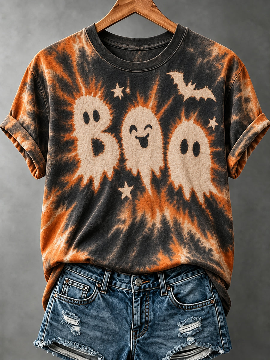 Camiseta informal con estampado artístico de Halloween para mujer