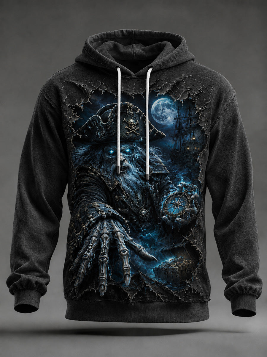 Sudadera casual con capucha y estampado de arte para Halloween, estilo masculino