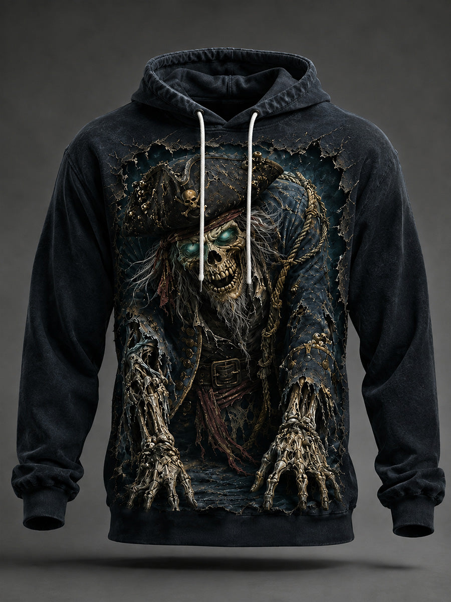 Sudadera casual con capucha y estampado de arte para Halloween, estilo masculino