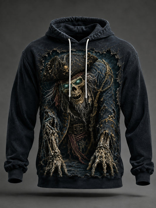 Sudadera casual con capucha y estampado de arte para Halloween, estilo masculino