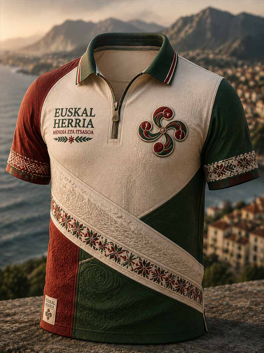 Polo con estampado vasco vintage para hombre