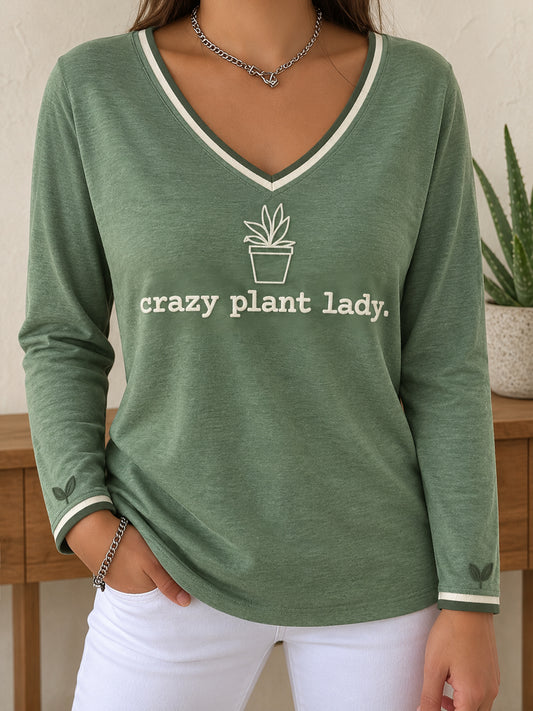 Camiseta estampada con diseño artístico para amantes de las plantas, para mujer