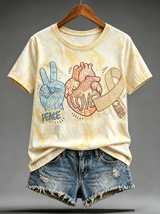 Camiseta estampada de concienciación sobre el cáncer infantil en mujeres