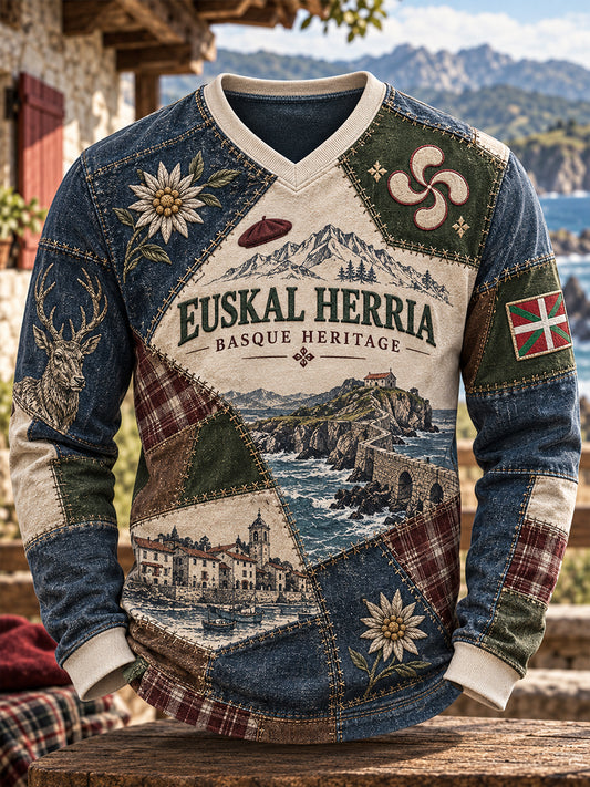 Camiseta vasca de la manga larga de los hombres