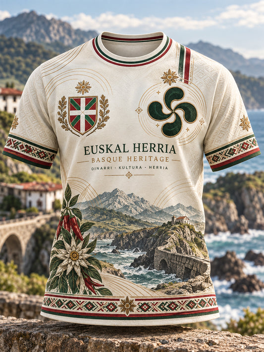 Camiseta vasca de manga corta para hombre