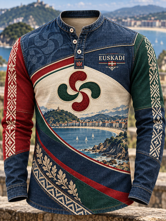 Camiseta con botón casual vasco para hombre