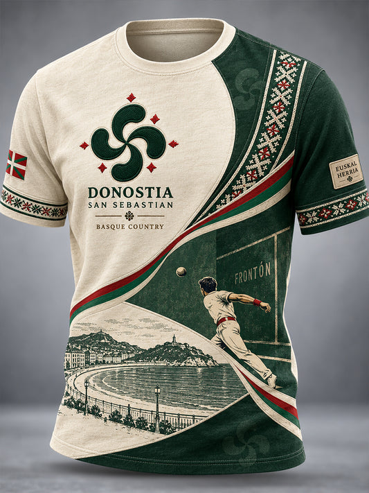 Camiseta vasca de manga corta para hombre