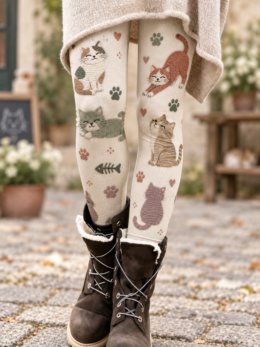 Polainas de terciopelo con estampado artístico Otoño/Invierno para mujer