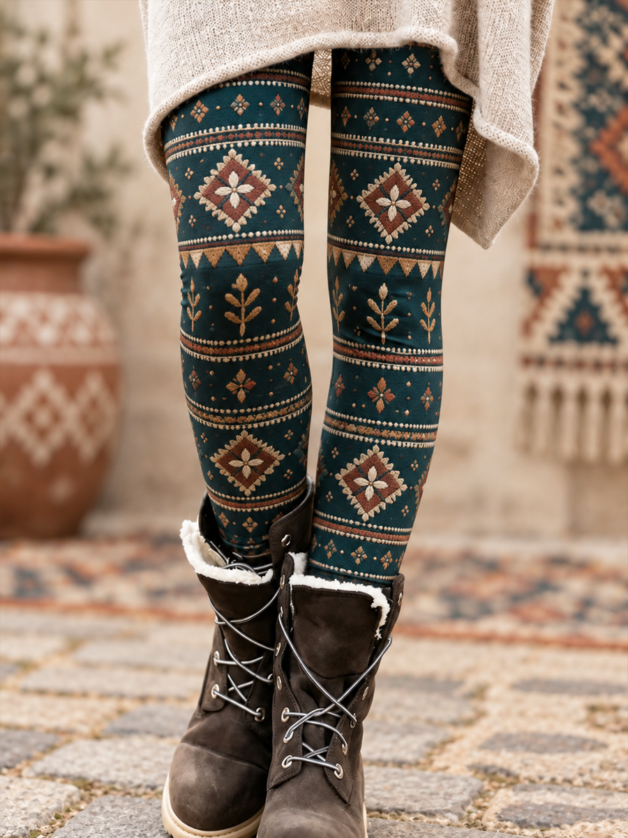 Leggings de terciopelo con estampado artístico para mujer, colección otoño/invierno