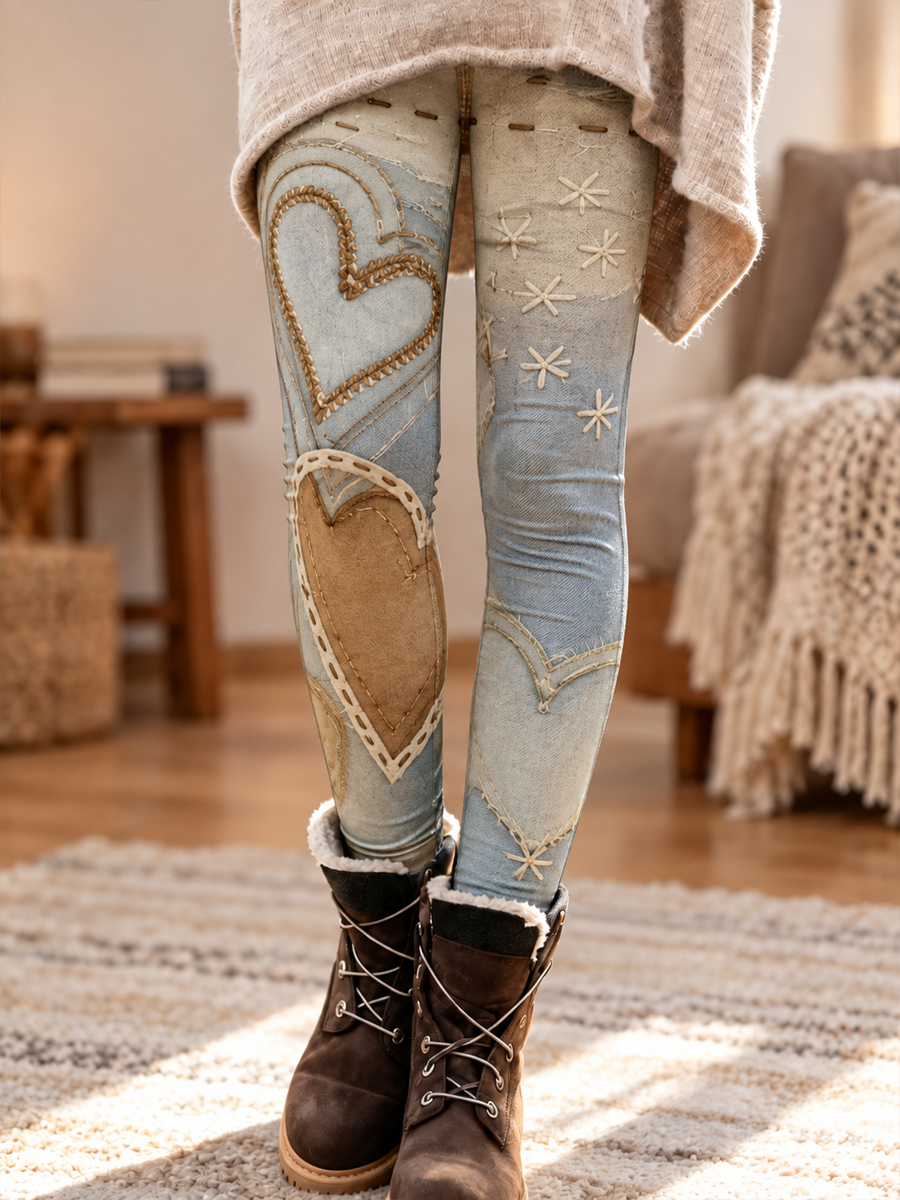 Leggings de terciopelo con estampado artístico para mujer, colección otoño/invierno