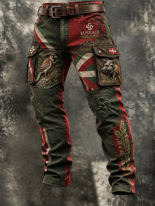 Retro Vasco Caza Temporada al aire libre Patchwork Pantalones de trabajo