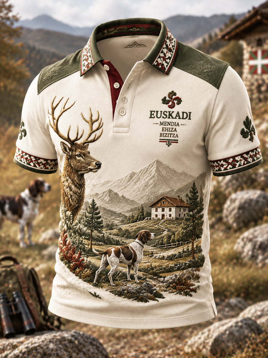 Polo de temporada de caza vasca vintage Elk