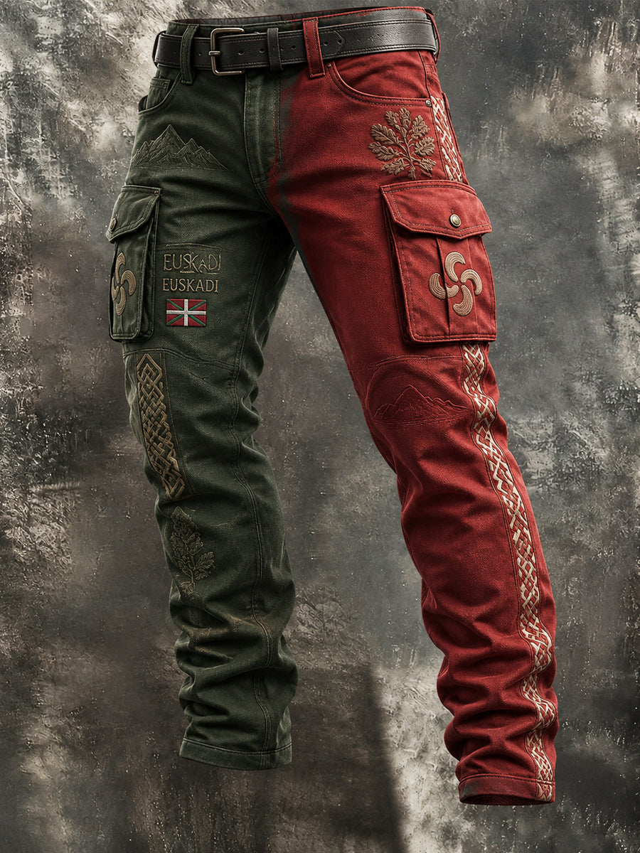 Pantalones de trabajo de dos tonos clásicos de caza vasca vintage para hombres