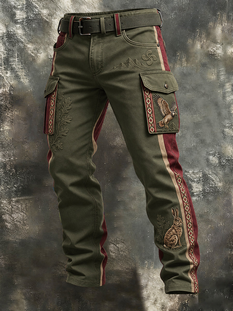 Hombre Vintage Basque Inspirado en la caza Estampado Animal Trabajo Pantalones