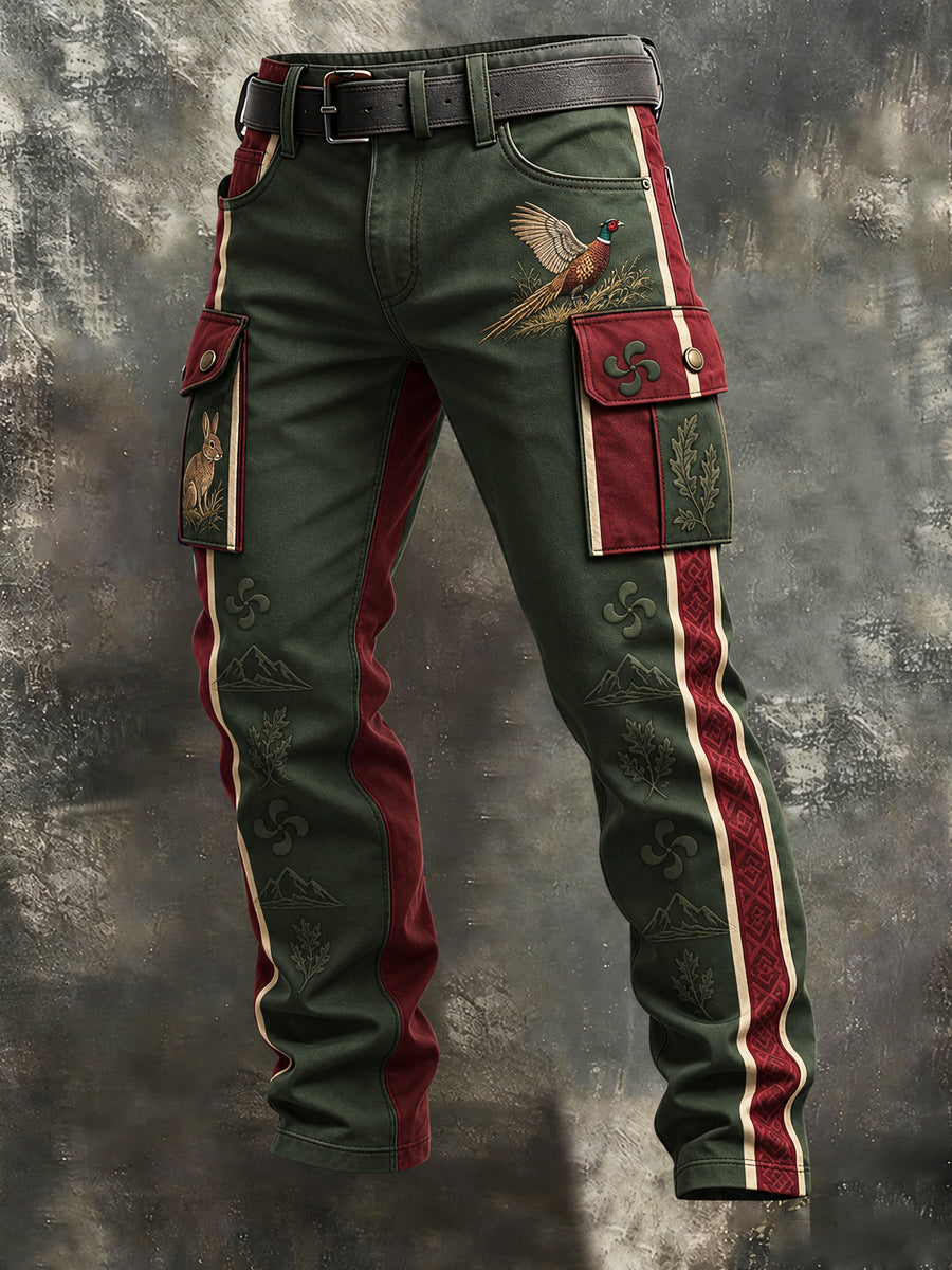 Pantalones de trabajo de patchwork de caza vasca vintage para hombres