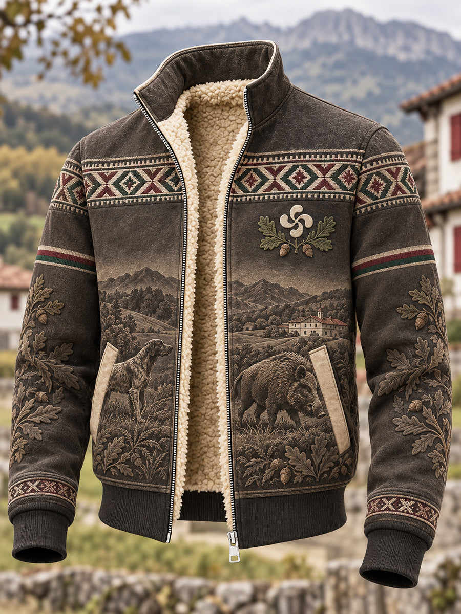 Chaqueta clásica con forro polar de caza vasca vintage para hombre
