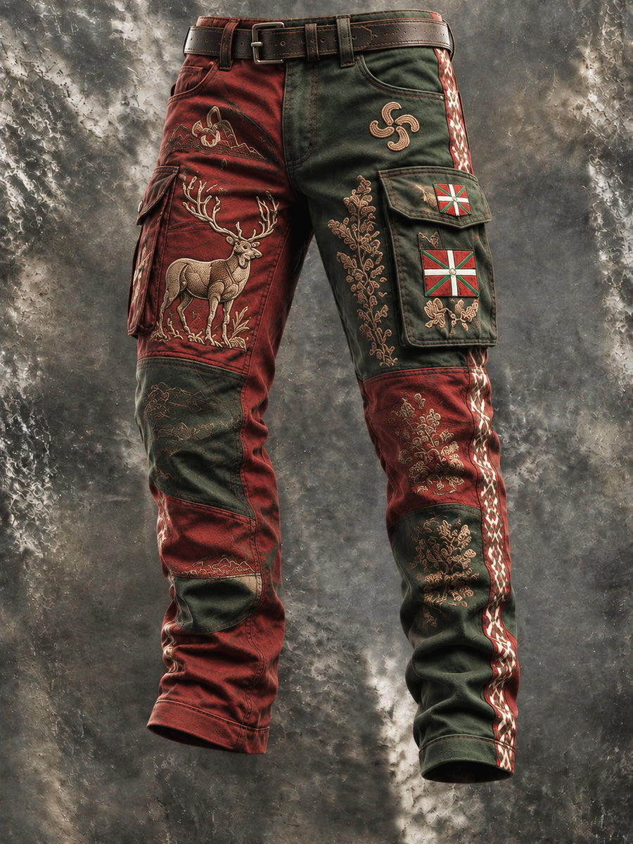 Pantalones de trabajo de bosque de caza de alce de estilo vasco vintage para hombres