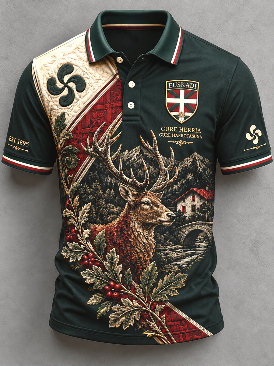 Polo Arte animal de los ciervos rojos vascos retros