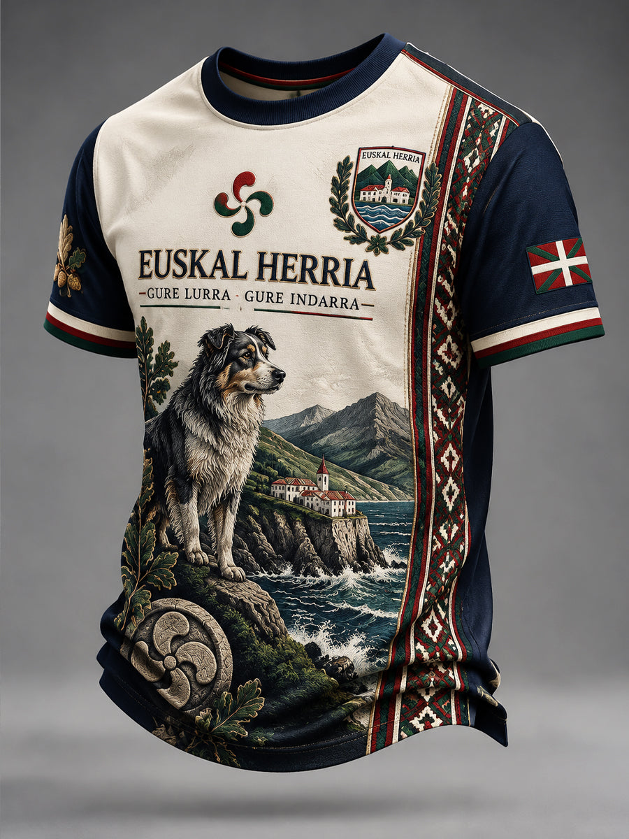 Retro Basque Classic Shepherd Dog camiseta casual