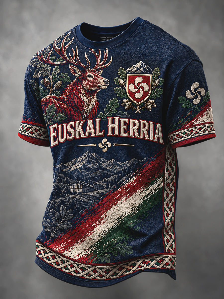 Camiseta Vintage Basque Red Deer Casual