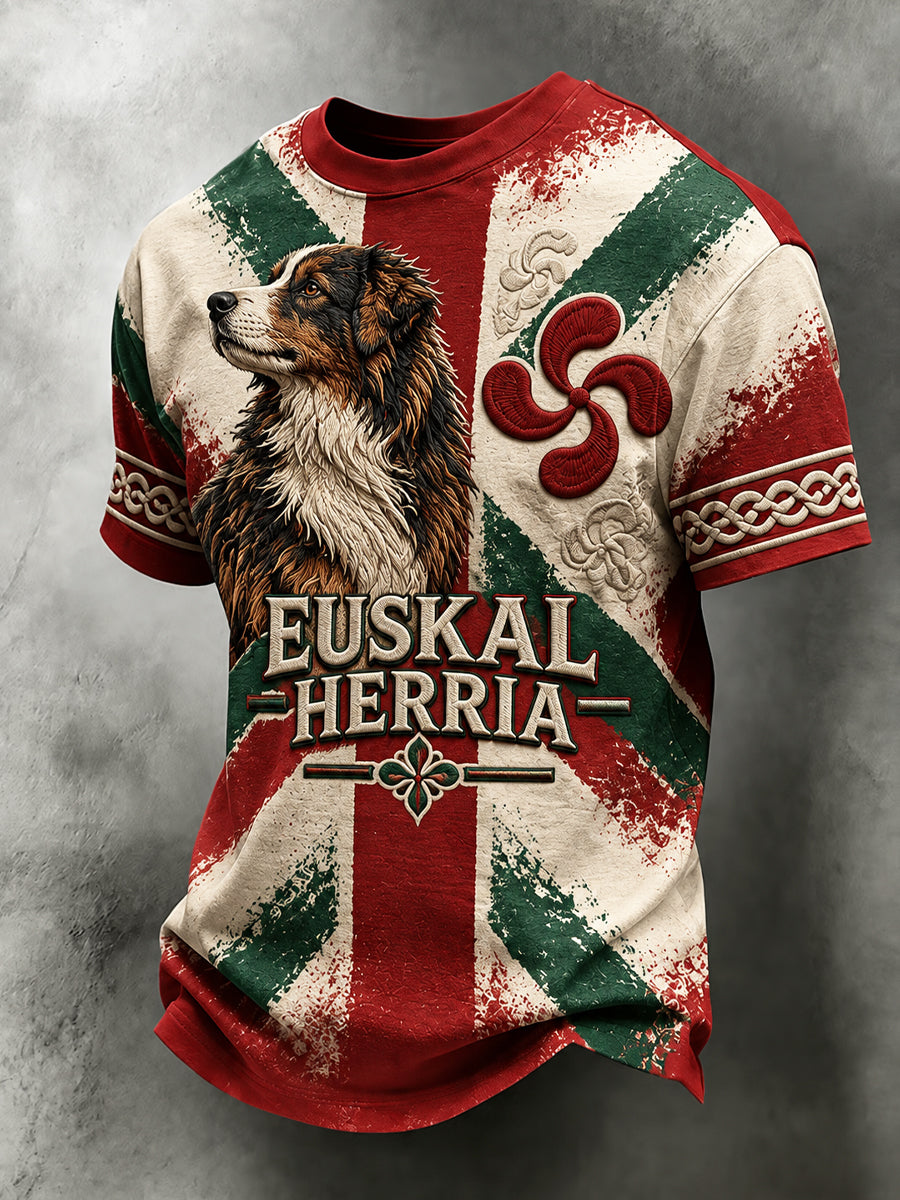 Camiseta ocasional artística del perro vasco retra del pastor