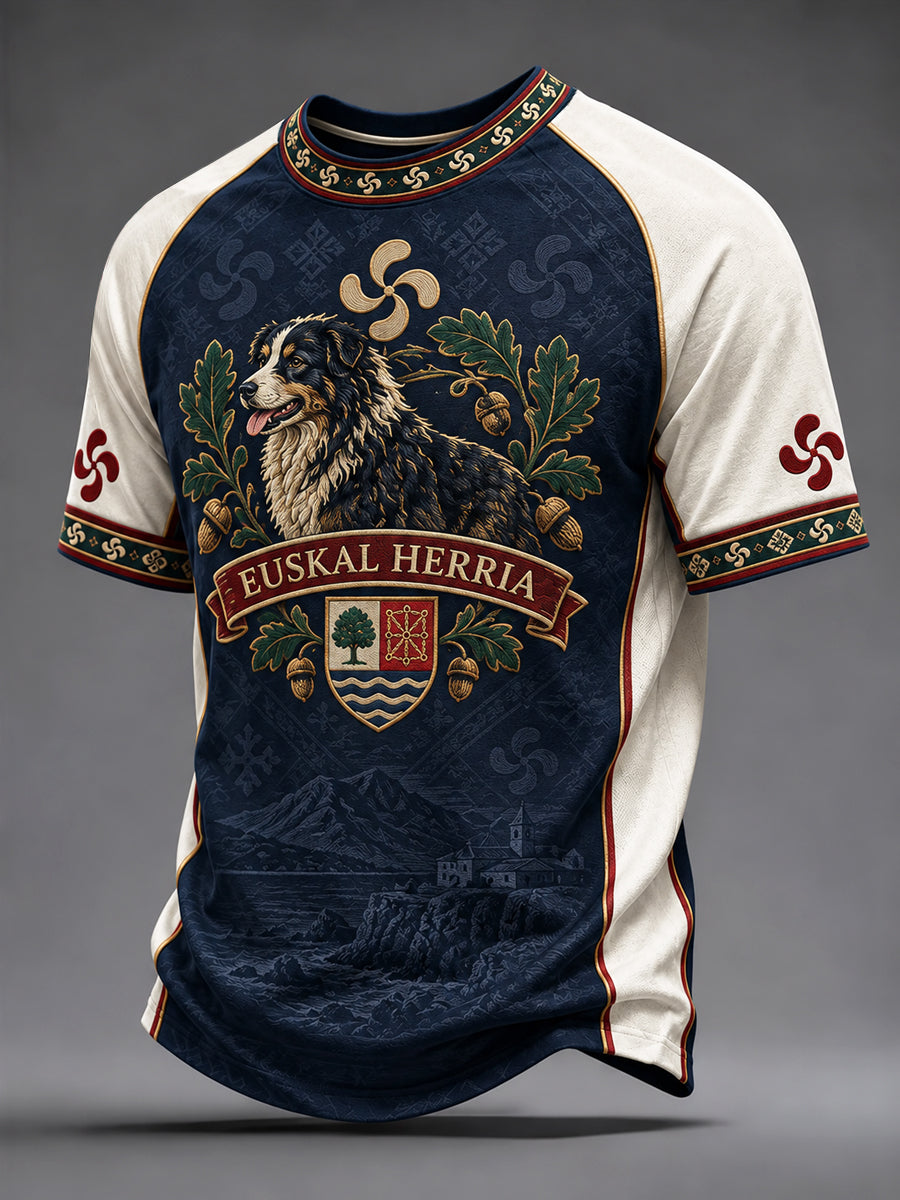 Camiseta ocasional artística del emblema vasco retra