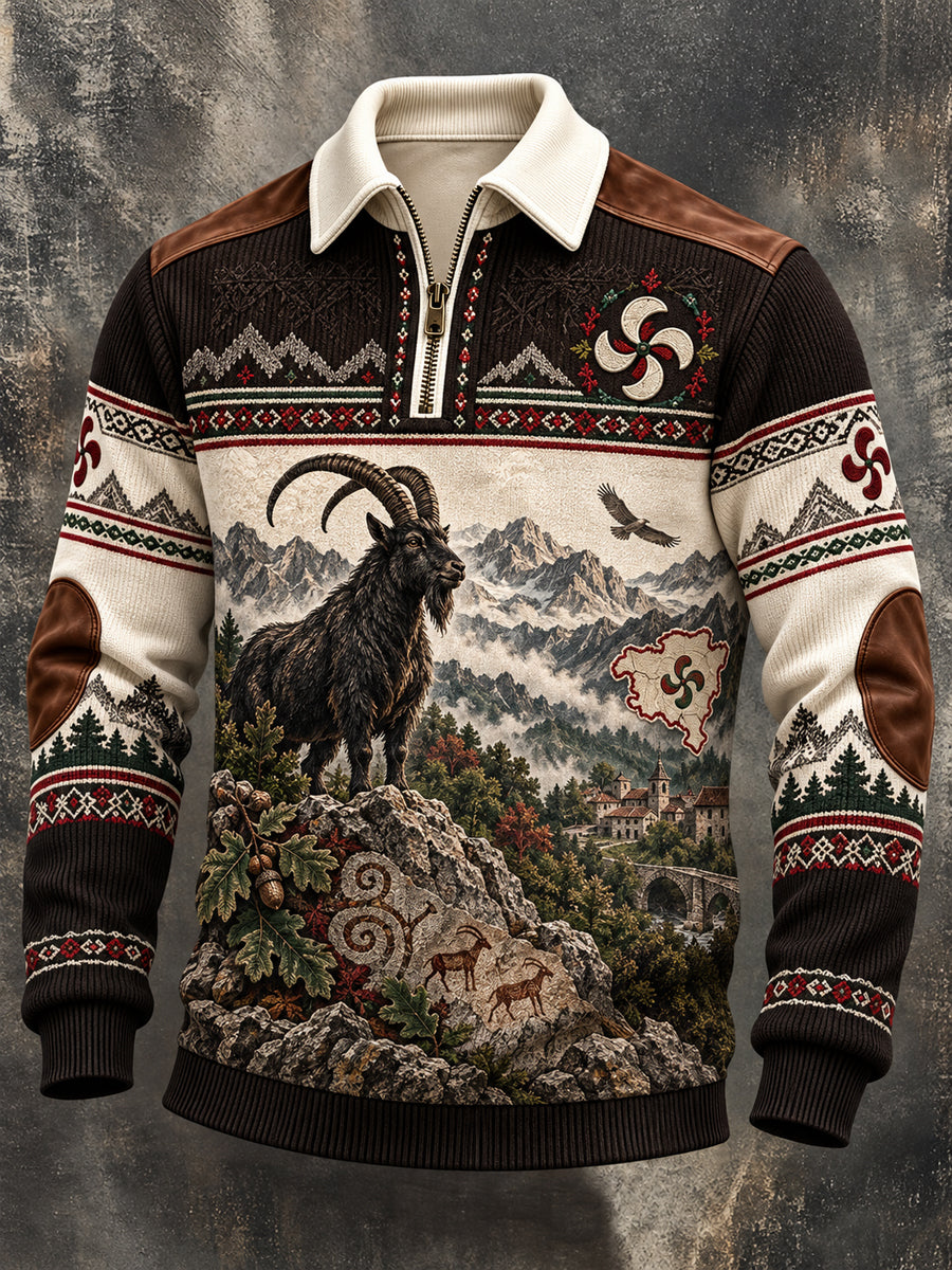 Sudadera con capucha y cierre de la cultura vasca para hombre