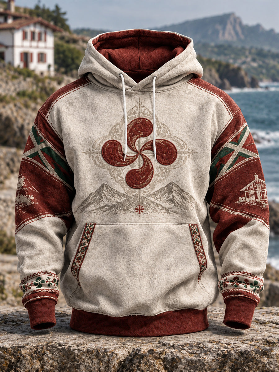 Sudadera oversize de corte holgado con hombros caídos y bolsillos, para hombre, del País Vasco
