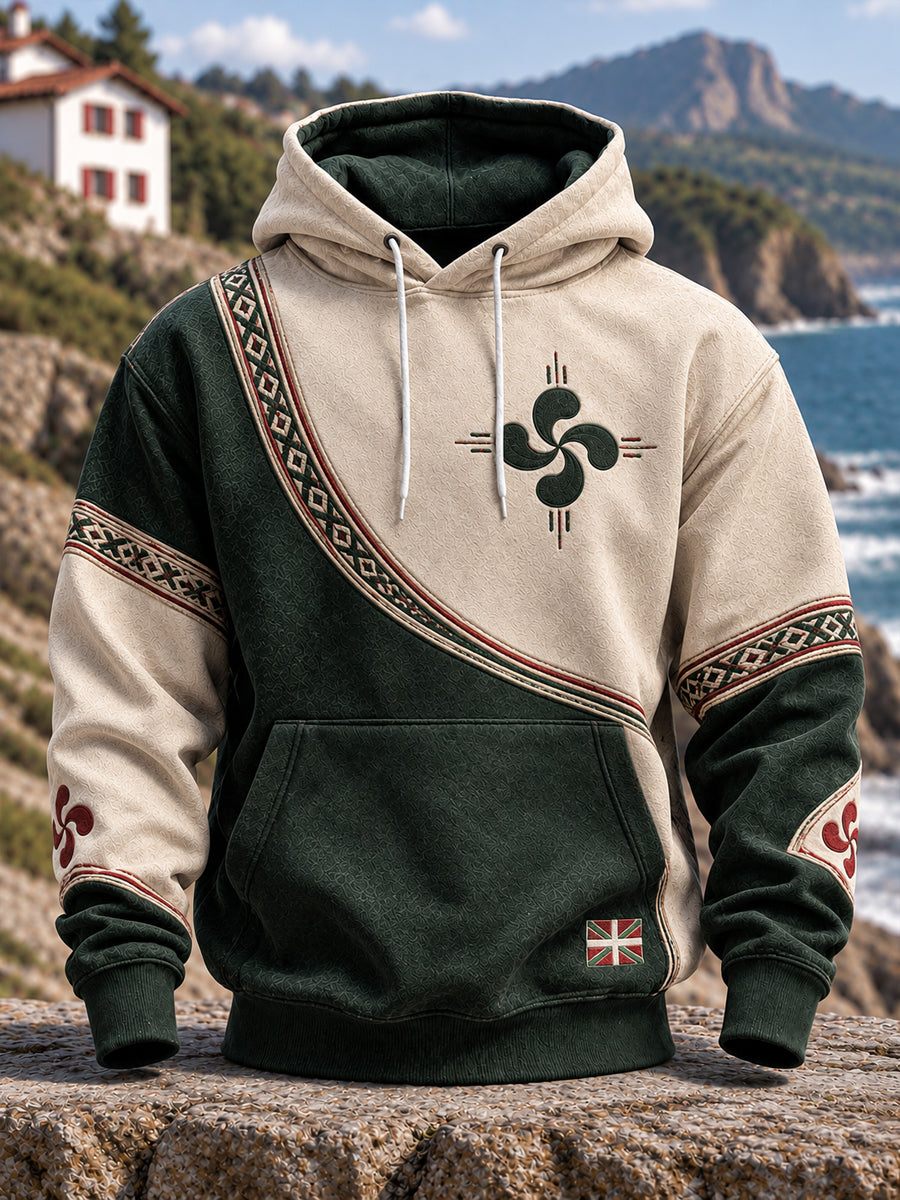 Hombres País Vasco Oversized Drop-Shoulder Hoodie con bolsillos