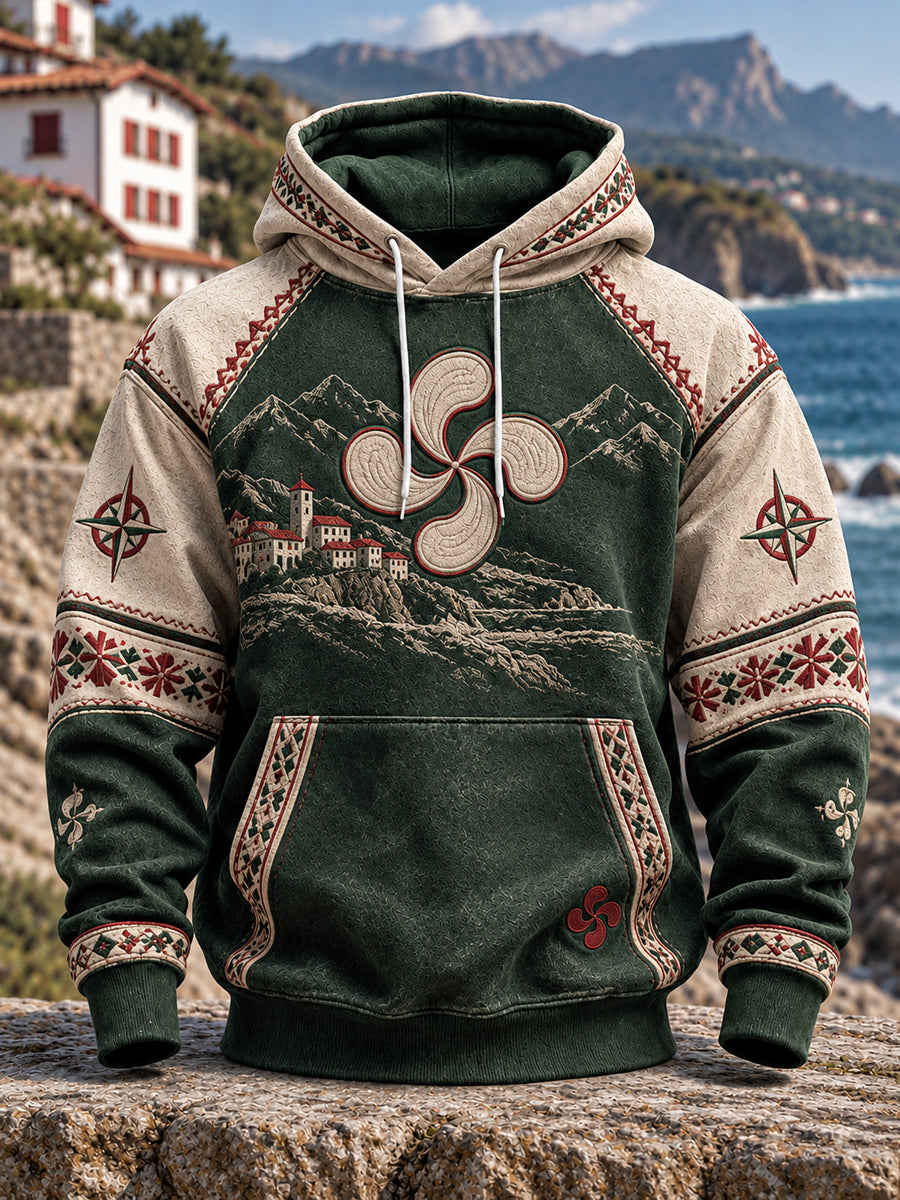 Sudadera oversize de corte holgado con hombros caídos y bolsillos, para hombre, del País Vasco