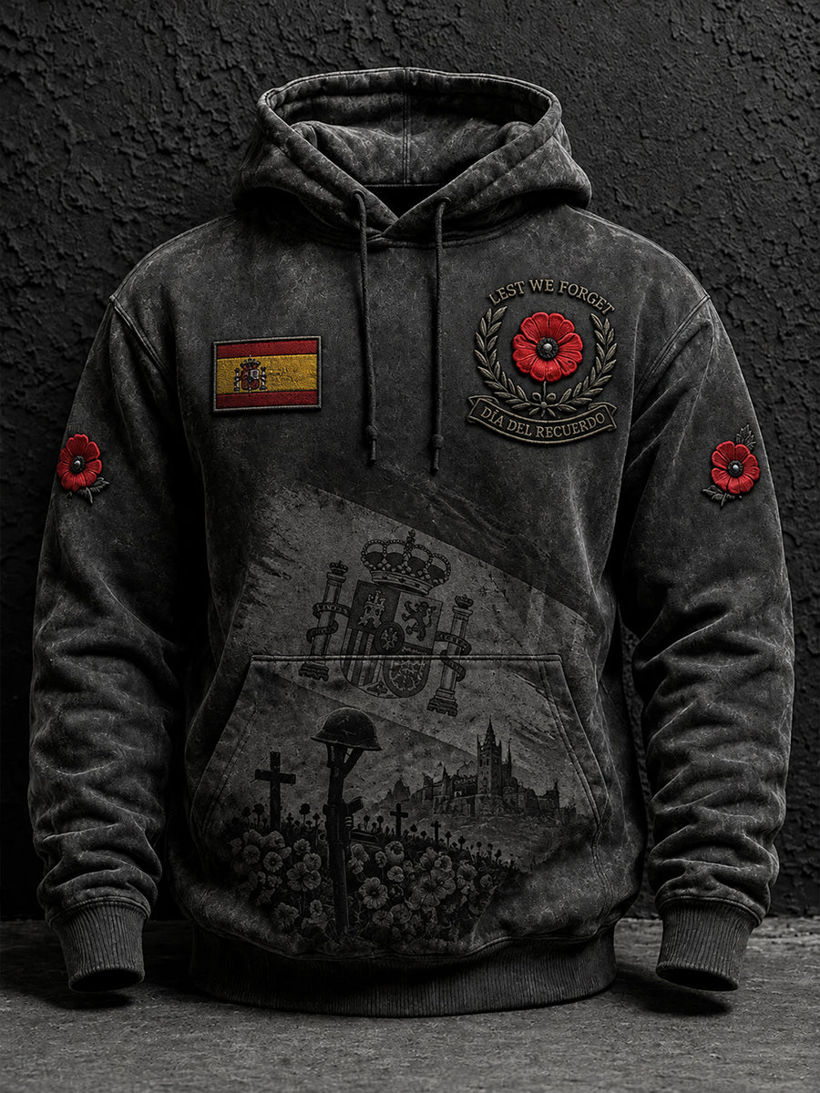 Sudadera oversize de hombros caídos con bolsillos, Día de la Conmemoración de los Veteranos de la Guerra Civil Española para hombre