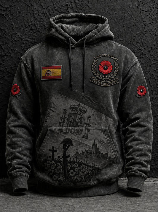 Sudadera oversize de hombros caídos con bolsillos, Día de la Conmemoración de los Veteranos de la Guerra Civil Española para hombre