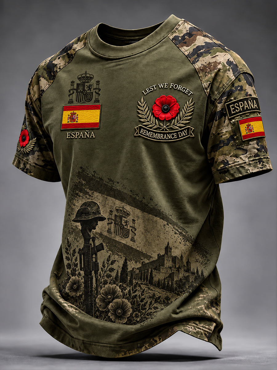 Camiseta de manga corta para hombre del Día del Recuerdo de Veteranos de la Guerra Civil Española